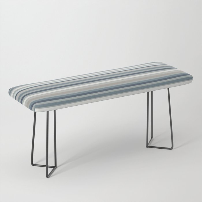 Fine Stripes Pattern in Neutral Blue Gray Tones Bench Gallery Image 1
