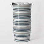 Fine Stripes Pattern in Neutral Blue Gray Tones Travel Mug Gallery Image 3