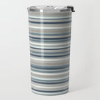 Fine Stripes Pattern in Neutral Blue Gray Tones Travel Mug Gallery Image 2