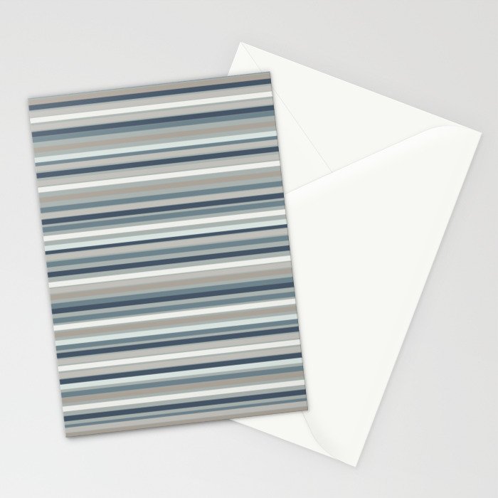 Fine Stripes Pattern in Neutral Blue Gray Tones Stationery Card Gallery Image 2