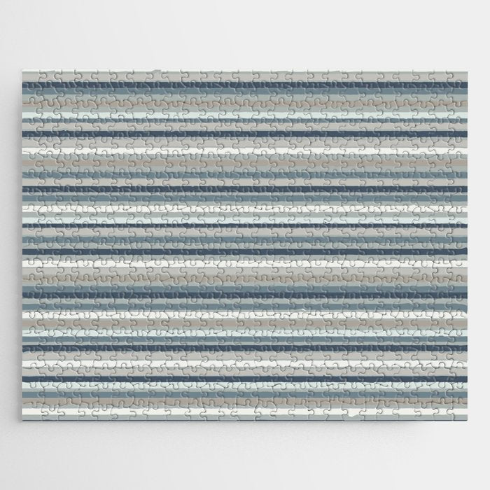 Fine Stripes Pattern in Neutral Blue Gray Tones Jigsaw Puzzle Gallery Image 1