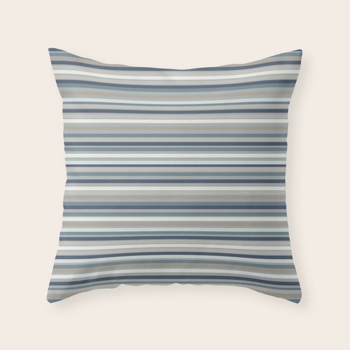 Fine Stripes Pattern in Neutral Blue Gray Tones Throw Pillow Gallery Image 6