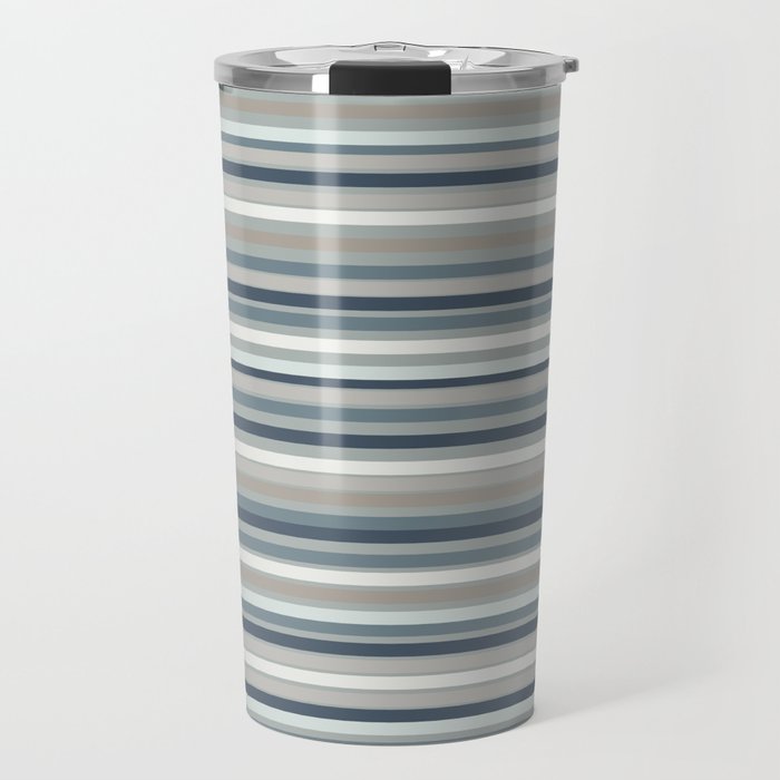 Fine Stripes Pattern in Neutral Blue Gray Tones Travel Mug Gallery Image 1