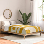 Mid-Century Modern Piquet Minimalist Abstract Pattern in Honey Mustard and Cream Comforter Gallery Image 2
