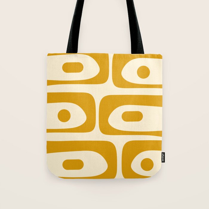 Mid-Century Modern Piquet Minimalist Abstract Pattern in Honey Mustard and Cream Tote Bag Gallery Image 1