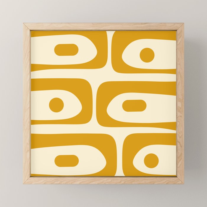 Mid-Century Modern Piquet Minimalist Abstract Pattern in Honey Mustard and Cream Mini Art Print Gallery Image 1