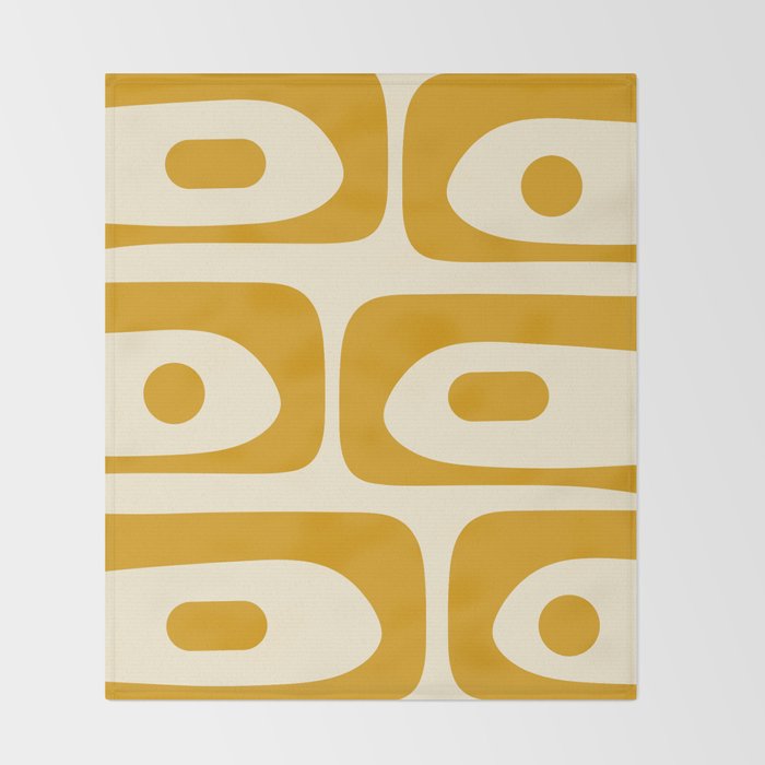 Mid-Century Modern Piquet Minimalist Abstract Pattern in Honey Mustard and Cream Throw Blanket Gallery Image 2