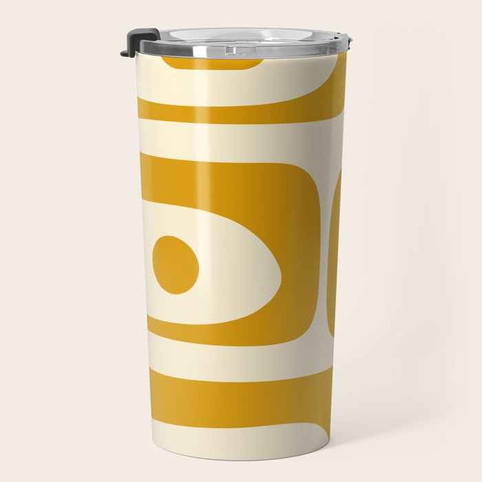 Mid-Century Modern Piquet Minimalist Abstract Pattern in Honey Mustard and Cream Travel Mug Gallery Image 3