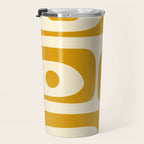 Mid-Century Modern Piquet Minimalist Abstract Pattern in Honey Mustard and Cream Travel Mug Gallery Image 3