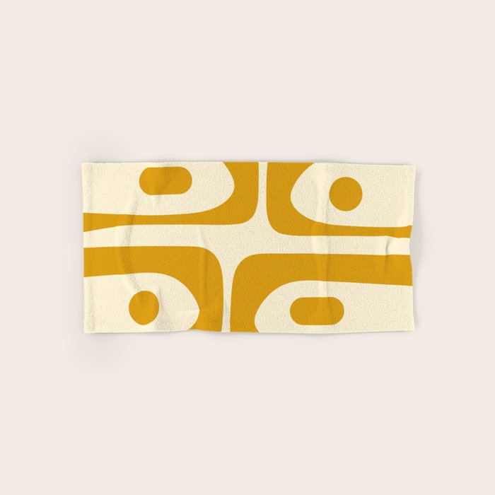 Mid-Century Modern Piquet Minimalist Abstract Pattern in Honey Mustard and Cream Bath Towel Gallery Image 1