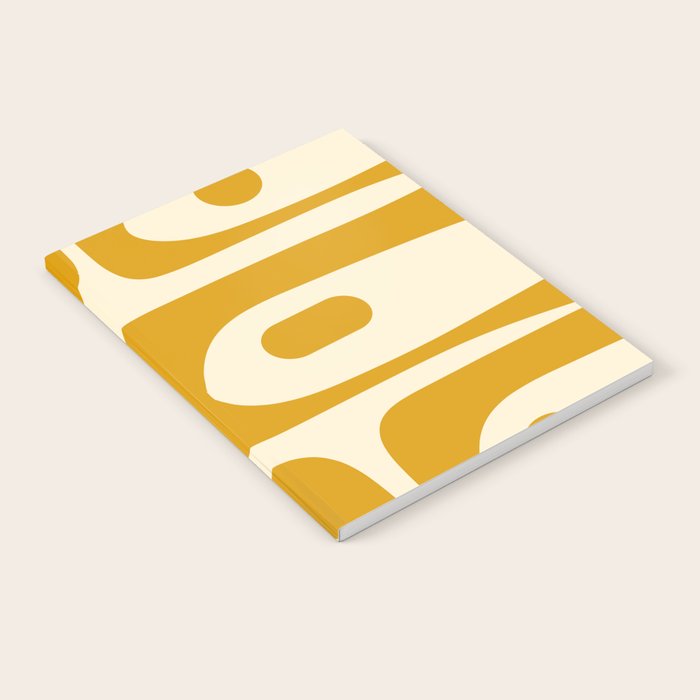 Mid-Century Modern Piquet Minimalist Abstract Pattern in Honey Mustard and Cream Notebook