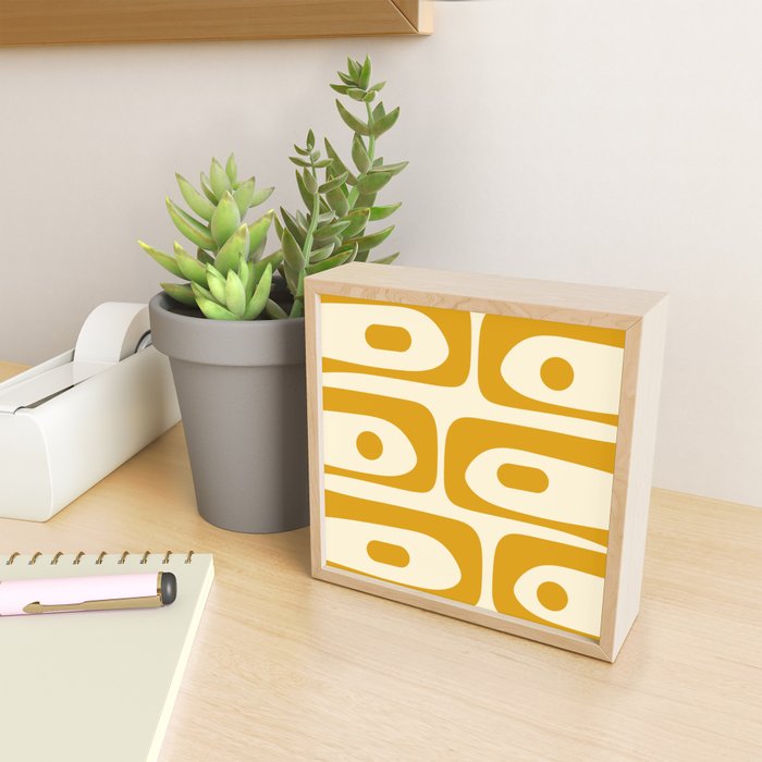 Mid-Century Modern Piquet Minimalist Abstract Pattern in Honey Mustard and Cream Mini Art Print Gallery Image 2