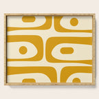 Mid-Century Modern Piquet Minimalist Abstract Pattern in Honey Mustard and Cream Serving Tray Gallery Image 1