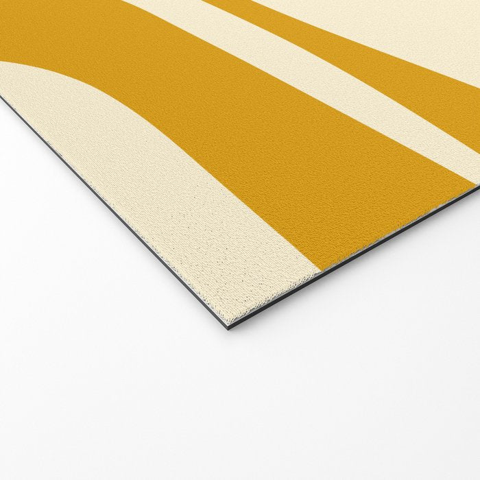 Mid-Century Modern Piquet Minimalist Abstract Pattern in Honey Mustard and Cream Welcome Mat Gallery Image 2