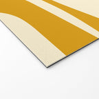 Mid-Century Modern Piquet Minimalist Abstract Pattern in Honey Mustard and Cream Welcome Mat Gallery Image 2