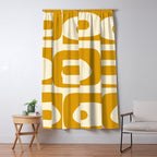 Mid-Century Modern Piquet Minimalist Abstract Pattern in Honey Mustard and Cream Window Curtain Gallery Image 5