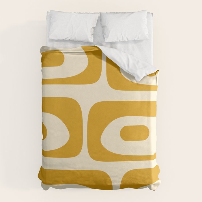Mid-Century Modern Piquet Minimalist Abstract Pattern in Honey Mustard and Cream Duvet Cover Gallery Image 6