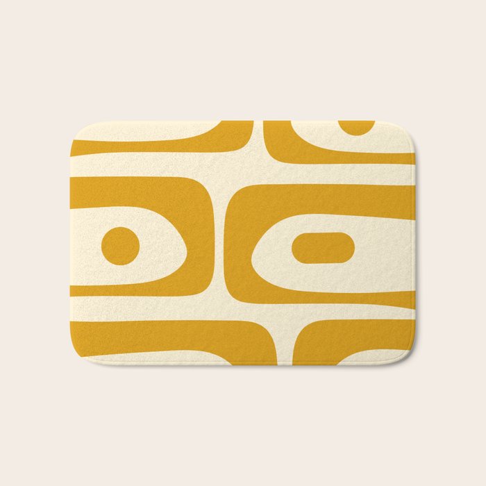 Mid-Century Modern Piquet Minimalist Abstract Pattern in Honey Mustard and Cream Bath Mat Gallery Image 1