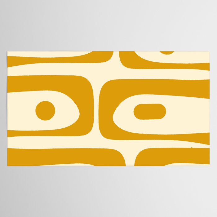 Mid-Century Modern Piquet Minimalist Abstract Pattern in Honey Mustard and Cream Tablecloth Gallery Image 2