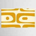 Mid-Century Modern Piquet Minimalist Abstract Pattern in Honey Mustard and Cream Tablecloth Gallery Image 2