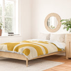 Mid-Century Modern Piquet Minimalist Abstract Pattern in Honey Mustard and Cream Duvet Cover Gallery Image 2