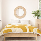 Mid-Century Modern Piquet Minimalist Abstract Pattern in Honey Mustard and Cream Duvet Cover Gallery Image 3