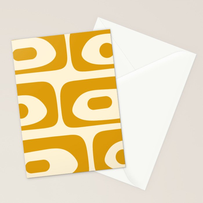 Mid-Century Modern Piquet Minimalist Abstract Pattern in Honey Mustard and Cream Stationery Card Gallery Image 2