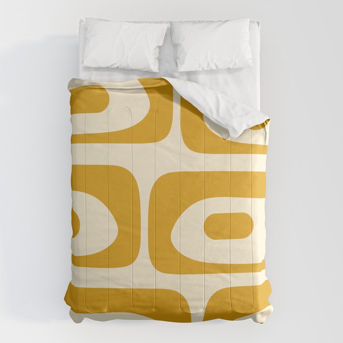 Mid-Century Modern Piquet Minimalist Abstract Pattern in Honey Mustard and Cream Comforter Gallery Image 6