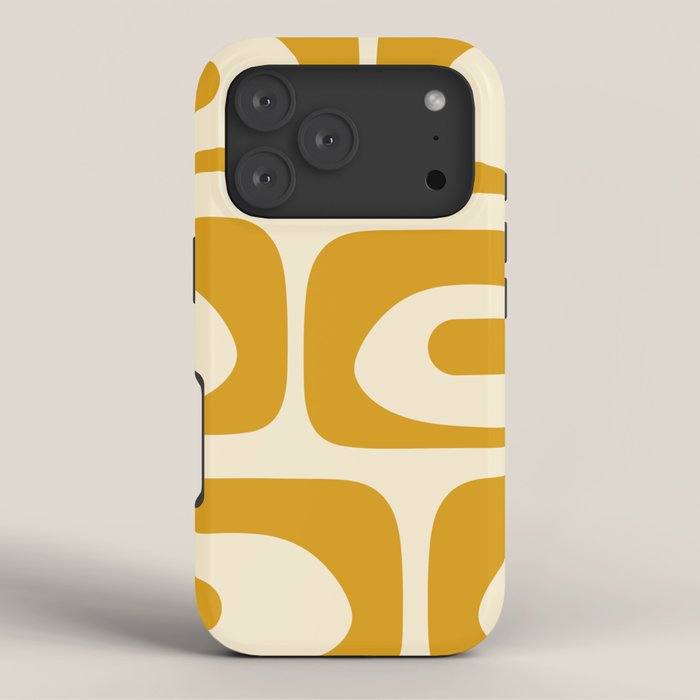 Mid-Century Modern Piquet Minimalist Abstract Pattern in Honey Mustard and Cream iPhone Case Gallery Image 3