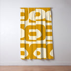 Mid-Century Modern Piquet Minimalist Abstract Pattern in Honey Mustard and Cream Window Curtain Gallery Image 3