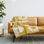 Mid-Century Modern Piquet Minimalist Abstract Pattern in Honey Mustard and Cream Throw Blanket Gallery Image 1