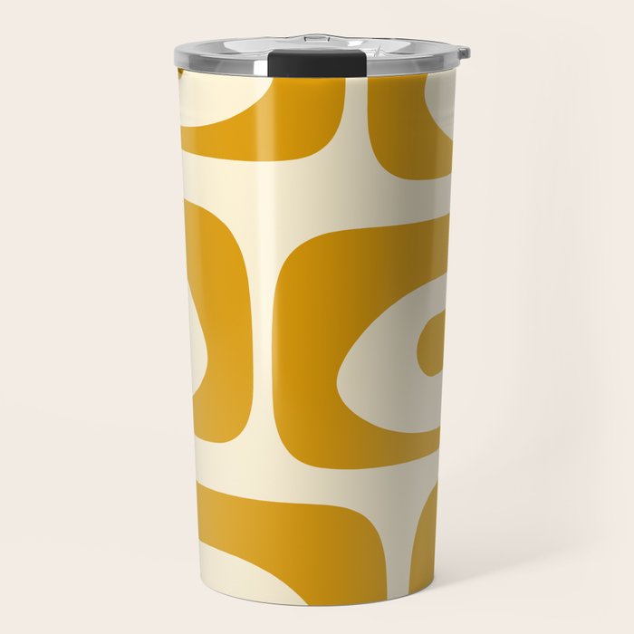 Mid-Century Modern Piquet Minimalist Abstract Pattern in Honey Mustard and Cream Travel Mug Gallery Image 1