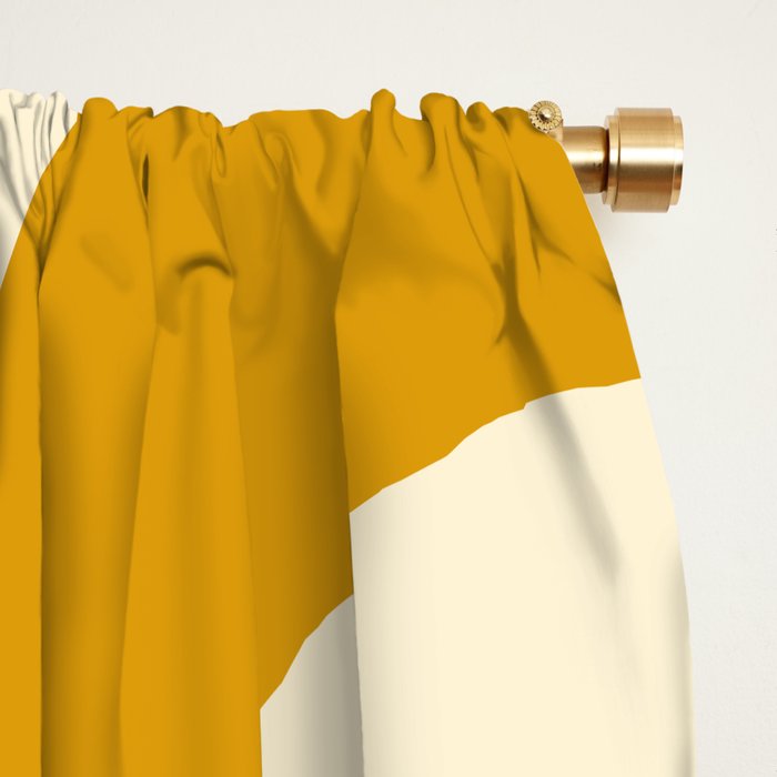Mid-Century Modern Piquet Minimalist Abstract Pattern in Honey Mustard and Cream Window Curtain Gallery Image 2