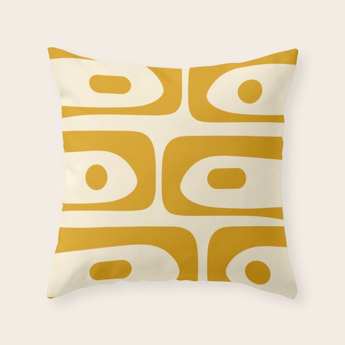 Mid-Century Modern Piquet Minimalist Abstract Pattern in Honey Mustard and Cream Throw Pillow Gallery Image 6