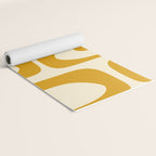 Mid-Century Modern Piquet Minimalist Abstract Pattern in Honey Mustard and Cream Yoga Mat Gallery Image 2
