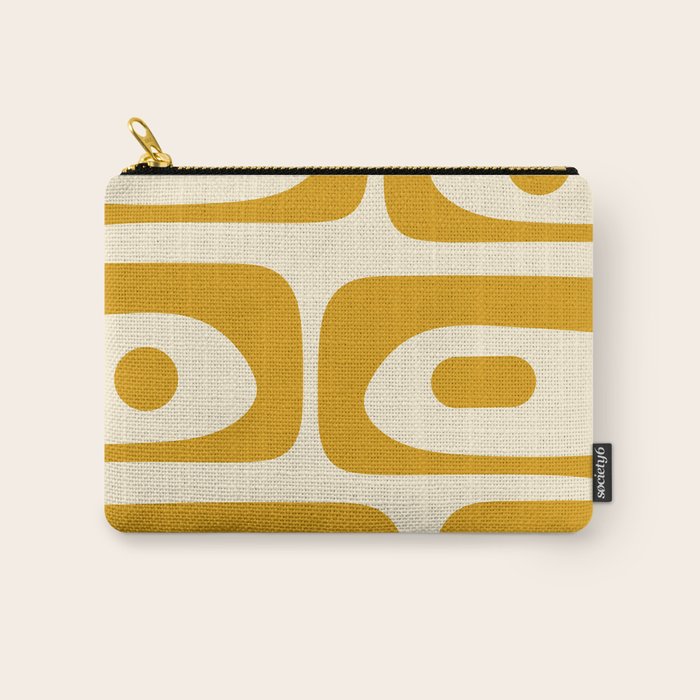 Mid-Century Modern Piquet Minimalist Abstract Pattern in Honey Mustard and Cream Carry All Pouch Gallery Image 1