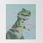 T-Rex the Hula Dancer in Green Throw Blanket Gallery Image 2