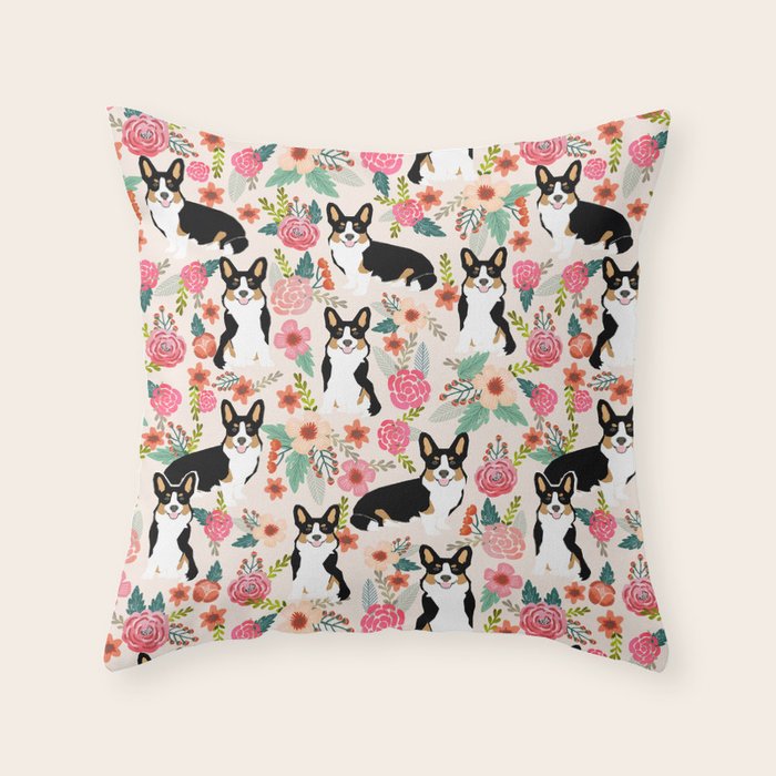 Welsh Corgi tri colored cardigan corgi dog breed must have corgi gifts for dog person pet friendly Throw Pillow Gallery Image 6