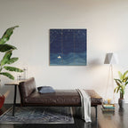 blue ocean waves, sailboat ocean stars Wood Wall Art Gallery Image 2