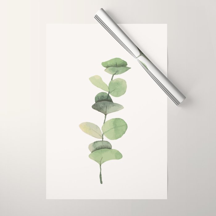 Watercolor Eucalyptus Branch Wrapping Paper Gallery Image 1