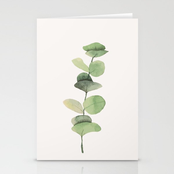 Watercolor Eucalyptus Branch Stationery Card Gallery Image 1