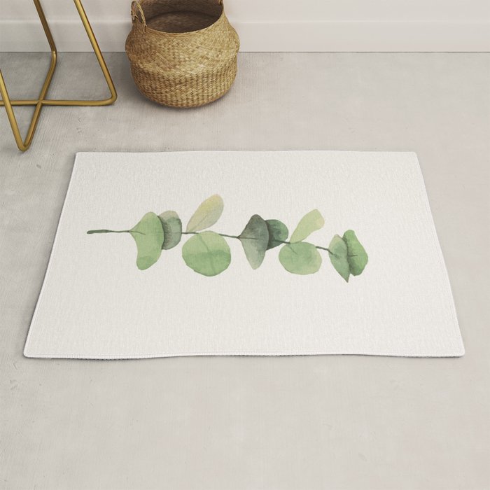 Watercolor Eucalyptus Branch Rug Gallery Image 1