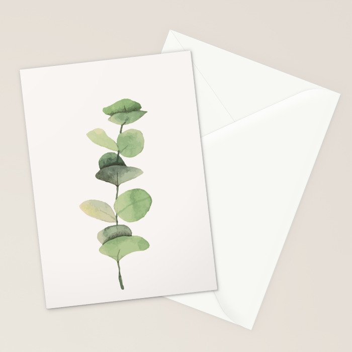 Watercolor Eucalyptus Branch Stationery Card Gallery Image 2