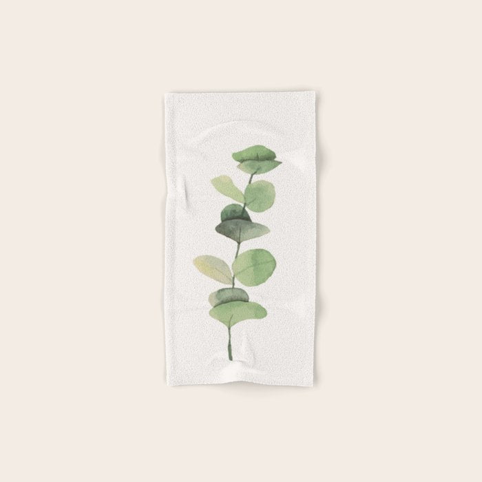 Watercolor Eucalyptus Branch Bath Towel Gallery Image 1