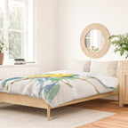 American Goldfinch, yellow sage green birds and flowers Duvet Cover Gallery Image 2