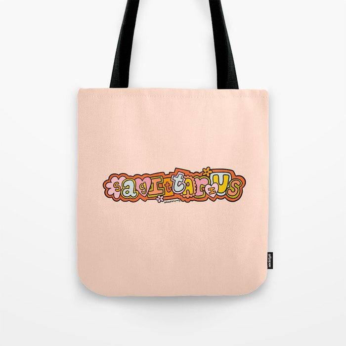 Sagittarius Doodle Letters Tote Bag Gallery Image 1