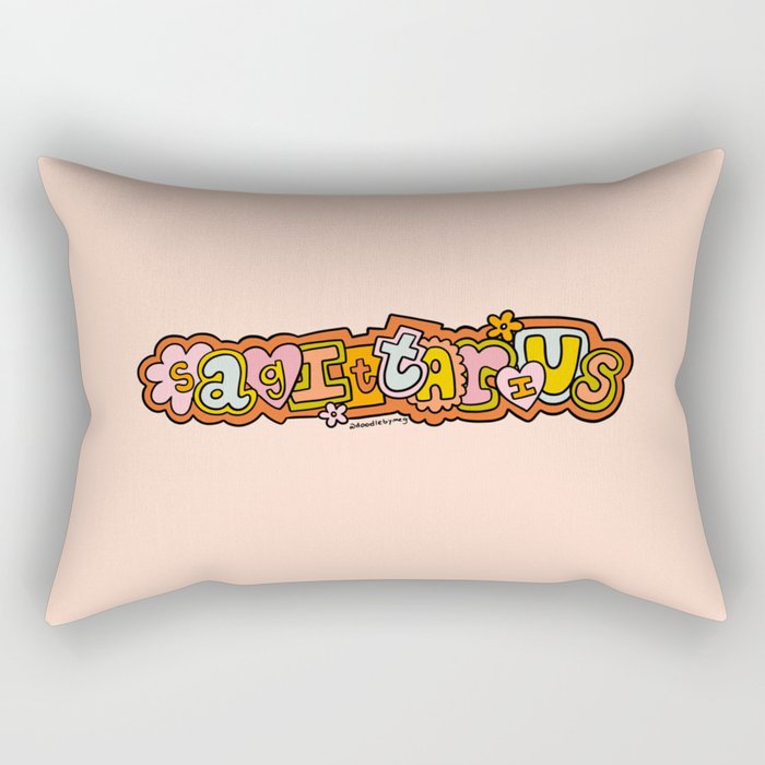 Sagittarius Doodle Letters Rectangular Pillow Gallery Image 1