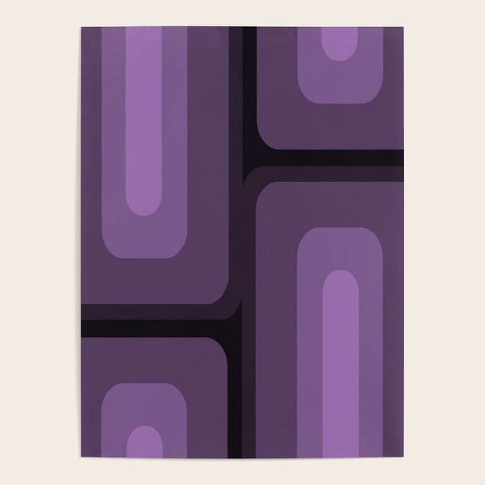 Mid Century Modern Long Rectangles Dark Purple Poster Gallery Image 4