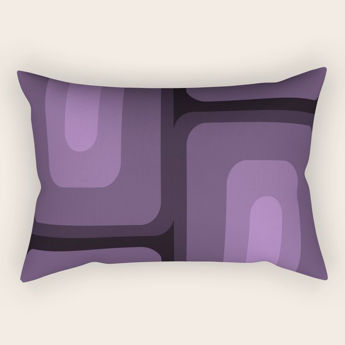 Mid Century Modern Long Rectangles Dark Purple Rectangular Pillow Gallery Image 2