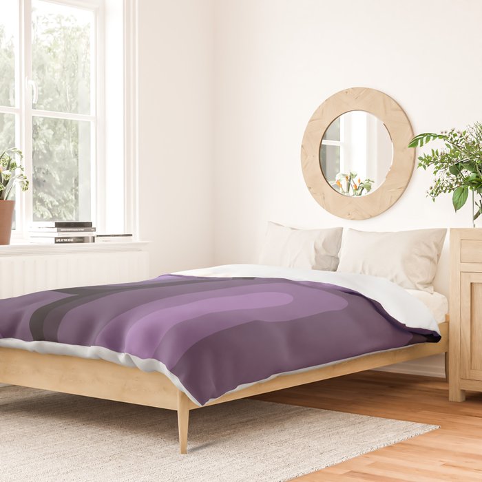 Mid Century Modern Long Rectangles Dark Purple Duvet Cover Gallery Image 2